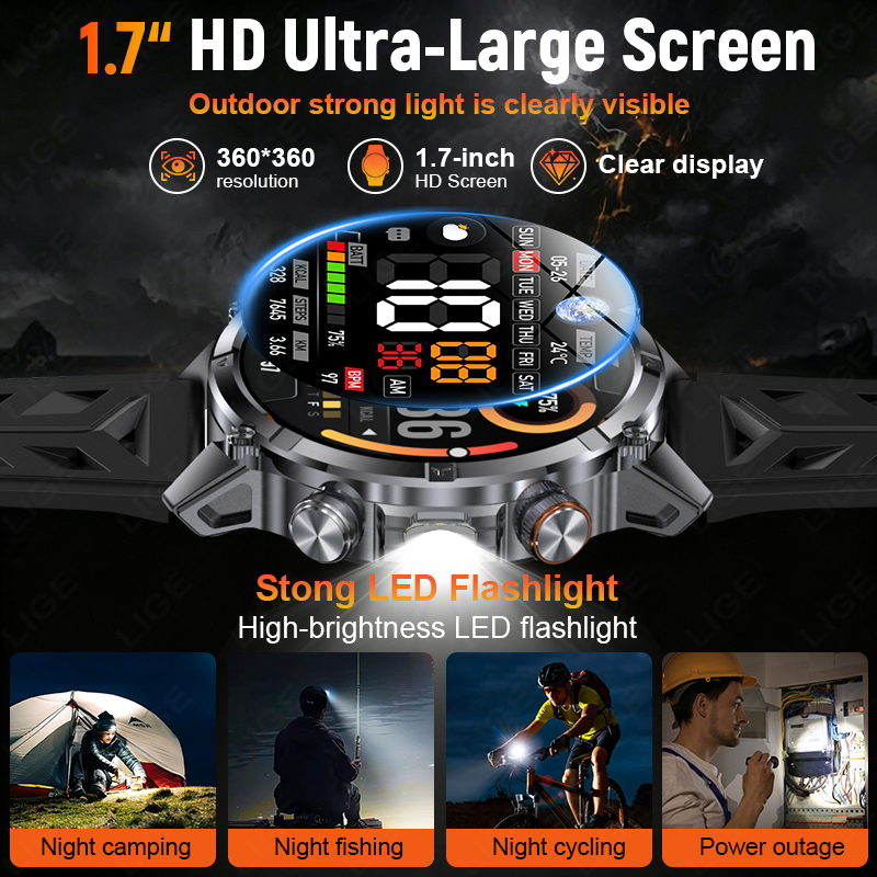 견고한 아웃도어 남성용 스마트워치 블루투스 통화 LED - Smartwatch Running Watches For Men 리뷰 및 가격