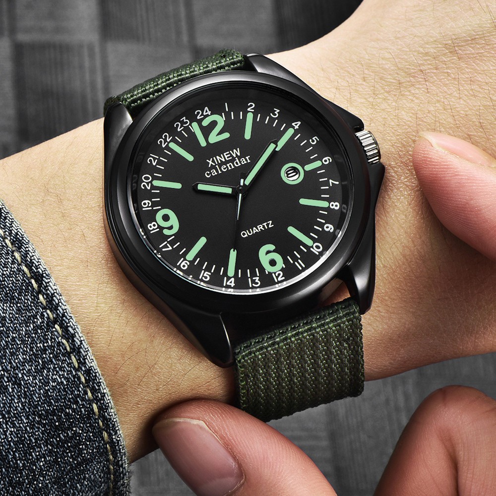 남성용 밀리터리 쿼츠 시계, 블랙 다이얼 날짜, 럭셔리 - Smartwatch Luxury Watches 리뷰 및 가격