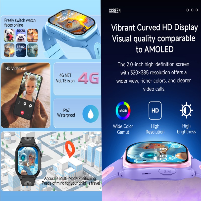 어린이용 4G 스마트워치, 2.0인치 HD 화면, 2+ - Smartwatch Watches For Boys 리뷰 및 가격