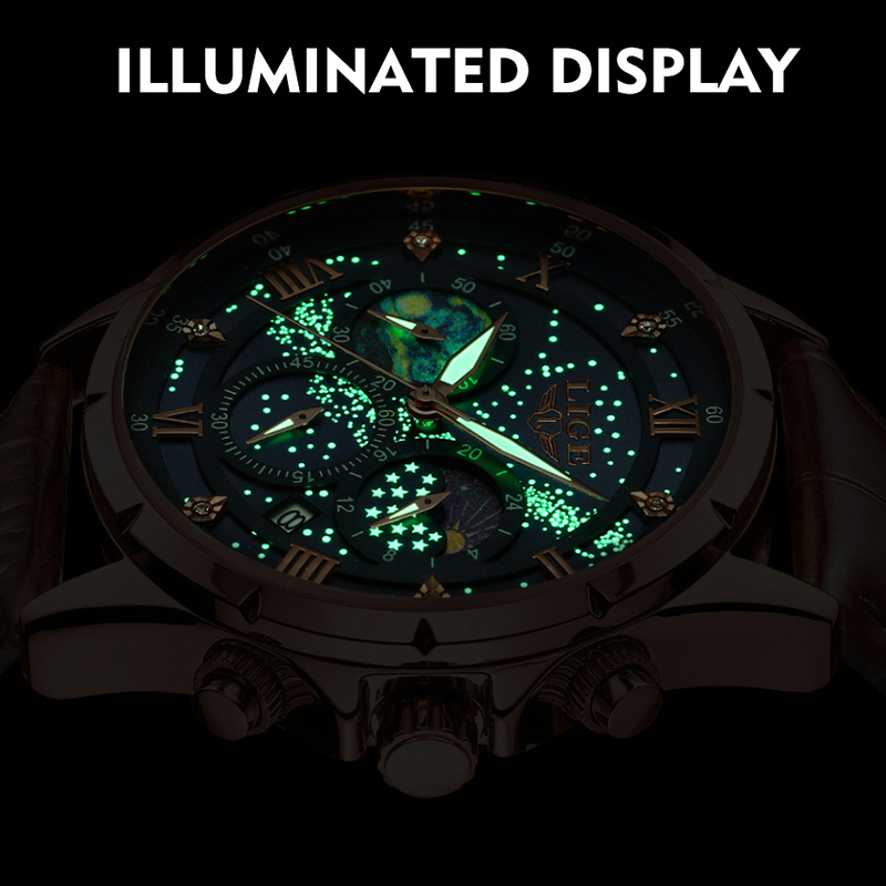 LIGE 새로운 24시간 문페이즈 시계 남성용 최고급  - Smartwatch Army Watches For Men 리뷰 및 가격