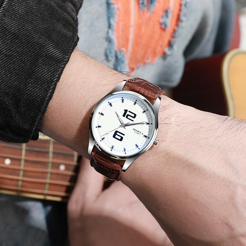 럭셔리 남성용 쿼츠 시계 블루 라이트 가죽 스트랩 손목 - Smartwatch Luxury Watches 리뷰 및 가격