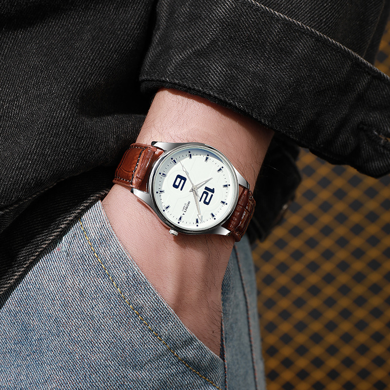 럭셔리 남성용 쿼츠 시계 블루 라이트 가죽 스트랩 손목 - Smartwatch Luxury Watches 리뷰 및 가격