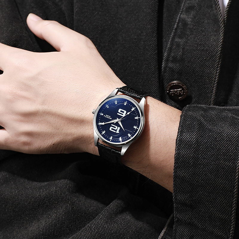 럭셔리 남성용 쿼츠 시계 블루 라이트 가죽 스트랩 손목 - Smartwatch Luxury Watches 리뷰 및 가격