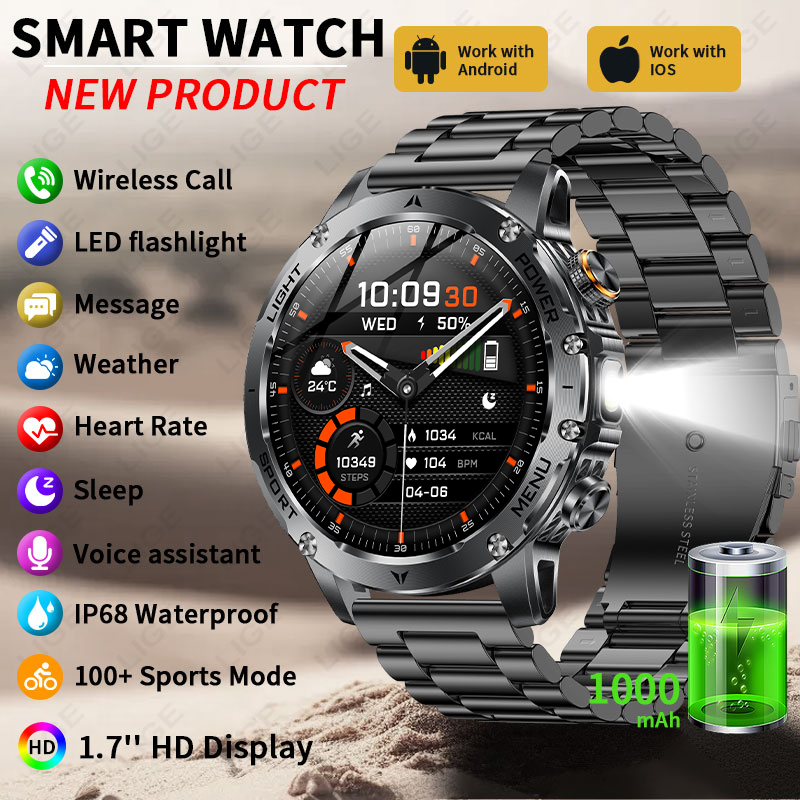 새로운 1000mAh 배터리 스마트 시계 남성용 LED - Smartwatch Running Watches For Men 리뷰 및 가격
