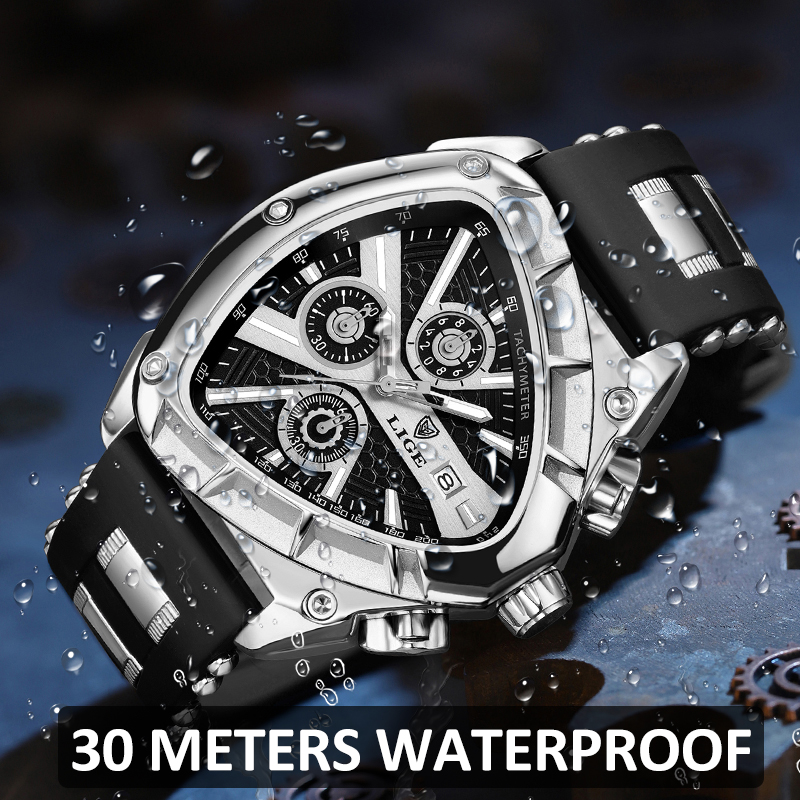 LIGE 패션 남성 시계 삼각형 크로노그래프 밀리터리  - Smartwatch Army Watches For Men 리뷰 및 가격